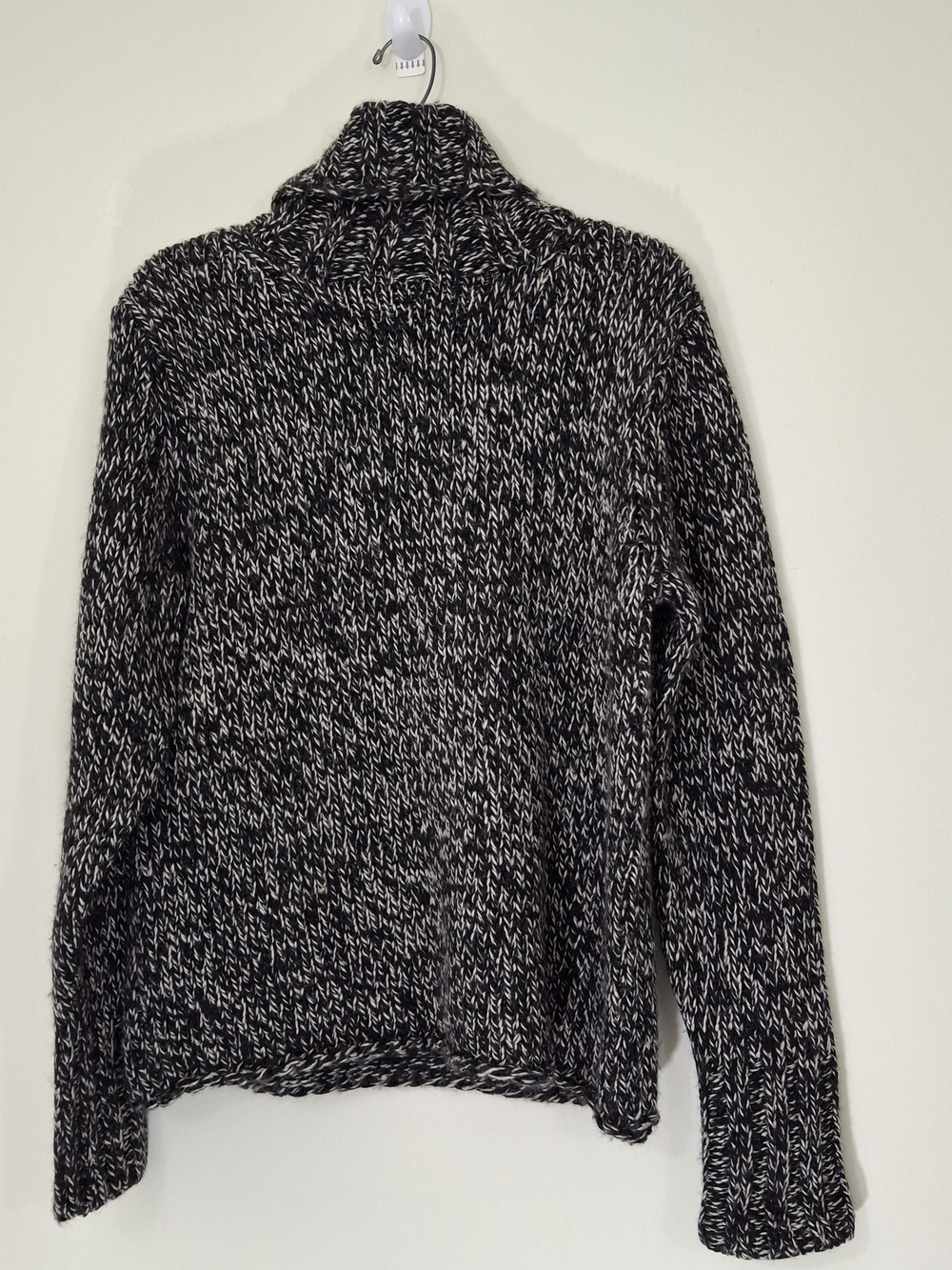 Gap Black & White Marled Wool Turtleneck Sweater - Women's Cozy Knit, Size XL